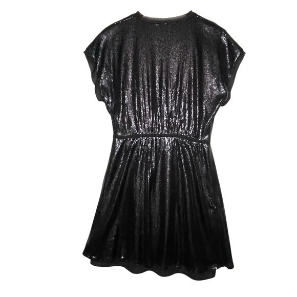 BANANA REPUBLIC Women’s Black Sequin Faux Wrap Mini Dress - Picture 5 of 5